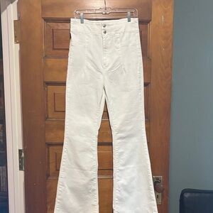 We Thw Free High Waisted Button Fly Flare Denim Jeans